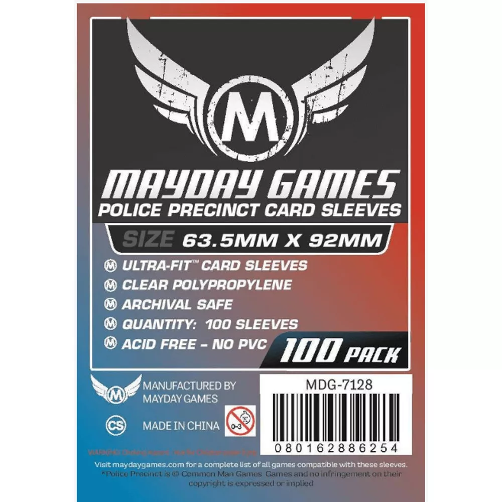 Mayday Games Egyedi "Police Precinct" kártyavédő 63,5 x 92 mm (100 db-os csomag)